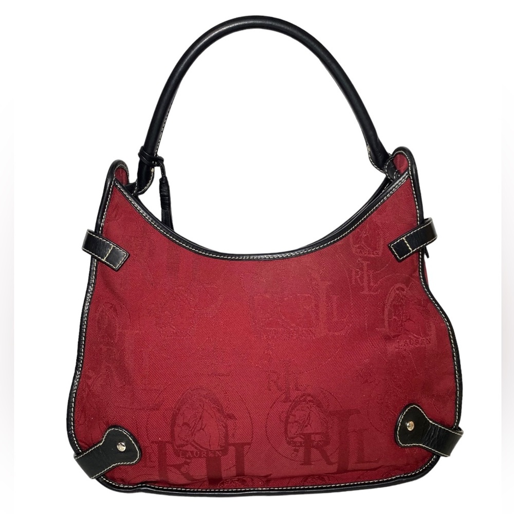 Ralph Lauren RED EQUESTRIAN Signature Canvas LOGO Shoulder Bag‎ HORSEBIT Horse - Picture 2 of 12